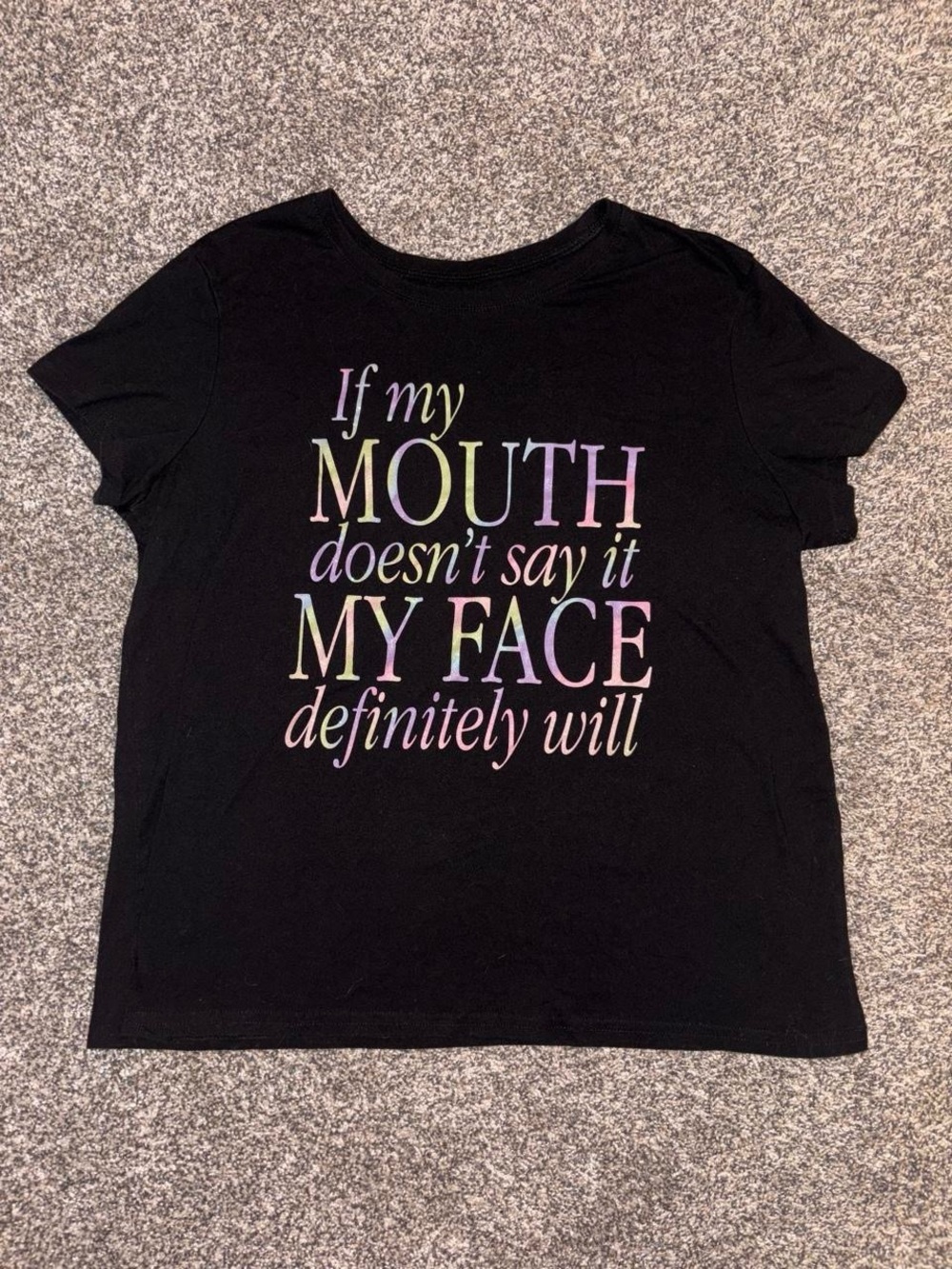 Y2K baby tee with sarcastic meme text